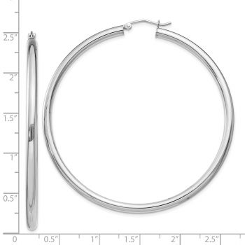 Large 2 5/16 Inch Hoop Earrings in Sterling Silver 3mm 3