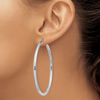 Large 2 5/16 Inch Hoop Earrings in Sterling Silver 3mm 4