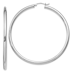 Large 2 5/16 Inch Hoop Earrings in Sterling Silver 3mm