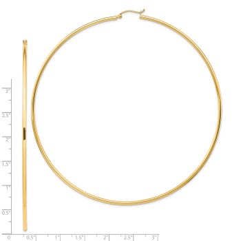XXXL 4 Inch 14K Gold Lightweight Hoop Earrings, 2mm Thick 3