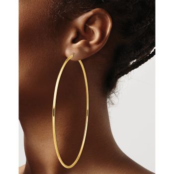 XXXL 4 Inch 14K Gold Lightweight Hoop Earrings, 2mm Thick 4