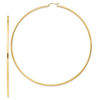 XXXL 4 Inch 14K Gold Lightweight Hoop Earrings, 2mm Thick