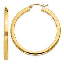 1 5/8" 14K Gold Flat-Edge Hoop Earrings