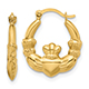 5/8" 14K Gold Claddagh Hoop Earrings