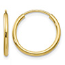 5/8 Inch 14K Gold Endless Hoop Earrings, 1.5mm Thick