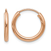 Small 5/8" 14K Rose Gold Endless Hoop Earrings, 2mm Thick