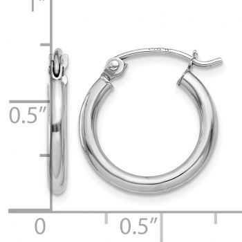 Small 5/8 Inch Hinged Hoop Earrings in 14K White Gold, 2mm Thick 3