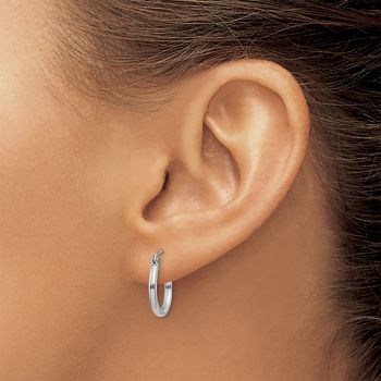 Small 5/8 Inch Hinged Hoop Earrings in 14K White Gold, 2mm Thick 4