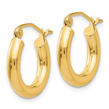 Small 5/8 Inch Hinged Hoop Earrings in 14K Gold, 3mm Thick 2