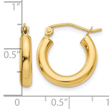 Small 5/8 Inch Hinged Hoop Earrings in 14K Gold, 3mm Thick 3