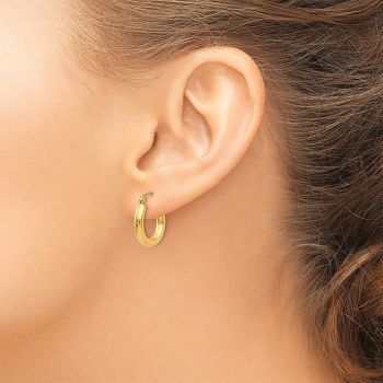 Small 5/8 Inch Hinged Hoop Earrings in 14K Gold, 3mm Thick 4