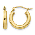 Small 5/8 Inch Hinged Hoop Earrings in 14K Gold, 3mm Thick