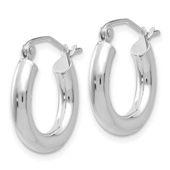 Small 5/8 Inch 14K White Gold Hoop Earrings with Clasp, 3mm Thick 2