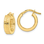 Small Italian 5/8" Greek Key Hoop Earrings in 14K Gold