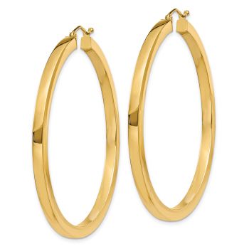 Large 2-Inch 14K Gold Flat Tube Hoop Earrings 2