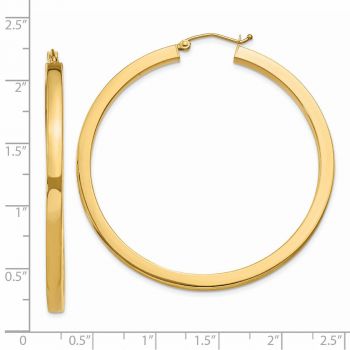 Large 2-Inch 14K Gold Flat Tube Hoop Earrings 3