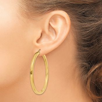 Large 2-Inch 14K Gold Flat Tube Hoop Earrings 4