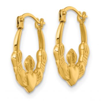 Small 14K Gold Claddagh Hoop Earrings 2