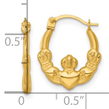 Small 14K Gold Claddagh Hoop Earrings 3