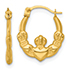 Small 14K Gold Claddagh Hoop Earrings
