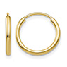Small 9/16" Endless Hoop Earrings in 14K Gold, 1.5mm Thick