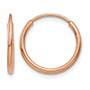 9/16" 14K Rose Gold Endless Hoop Earrings, 1.25mm Thick