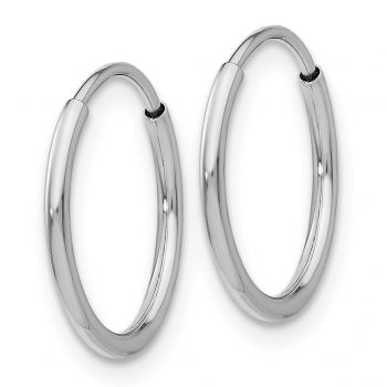 Small 9/16 Inch 14K White Gold Endless Hoop Earrings, 1.25mm Thick 2