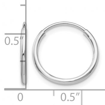 Small 9/16 Inch 14K White Gold Endless Hoop Earrings, 1.25mm Thick 3