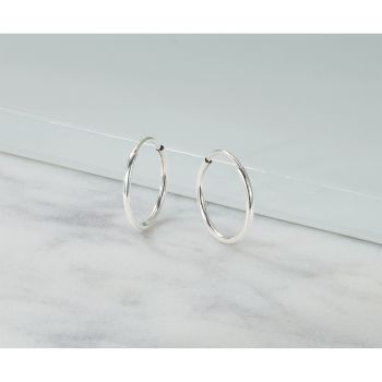Small 9/16 Inch 14K White Gold Endless Hoop Earrings, 1.25mm Thick 4
