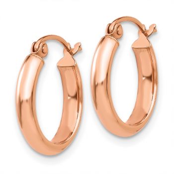 Small 9/16 Inch Traditional Hoop Earrings in 14K Rose Gold, 2.75mm Thick 2