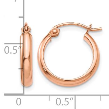 Small 9/16 Inch Traditional Hoop Earrings in 14K Rose Gold, 2.75mm Thick 3