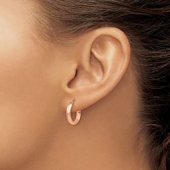 Small 9/16 Inch Traditional Hoop Earrings in 14K Rose Gold, 2.75mm Thick 4