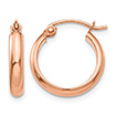 Small 9/16 Inch Traditional Hoop Earrings in 14K Rose Gold, 2.75mm Thick