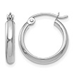 Small 9/16" 14K White Gold Classic Hoop Earrings, 2.75mm Thick