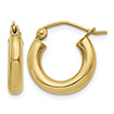 Tiny 9/16 Inch 14K Gold Lightweight Hoop Earrings, 3mm Thick