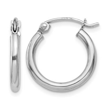 14K White Gold Hoop Earrings - 9/16