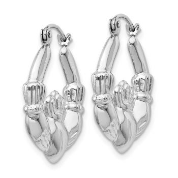 Claddagh Hoop Earrings, 14K White Gold 2