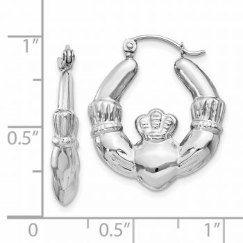 Claddagh Hoop Earrings, 14K White Gold 3