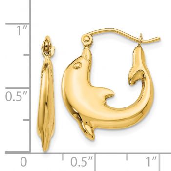 Dolphin-Shaped Hoop Earrings, 14K Gold 3
