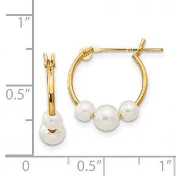 Freshwater Cultured Pearl Hoop Earrings, 14K Yellow Gold 3