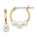 Freshwater Cultured Pearl Hoop Earrings, 14K Yellow Gold