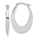14K White Gold Italian 1" Oval Hoop Earrings