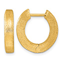 18K Gold Italian Textured 3/4" Hinged Hoop Earrings