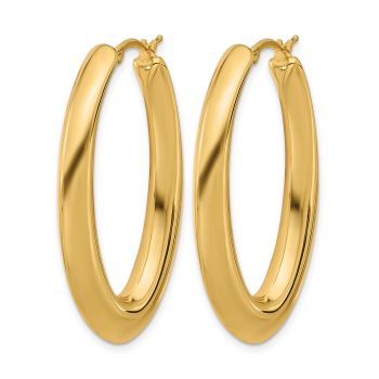 Italian 18K Gold Oval Knife-Edge Hoop Earrings 2