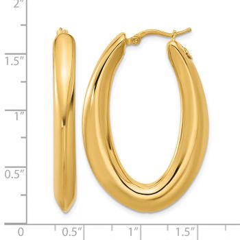 Italian 18K Gold Oval Knife-Edge Hoop Earrings 3
