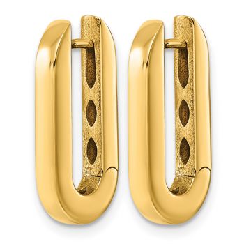 18K Italian Gold Square Tube Oval Hoop Earrings 2