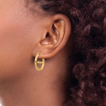Custom Personalized Name Hoop Earrings, 14K Gold 2