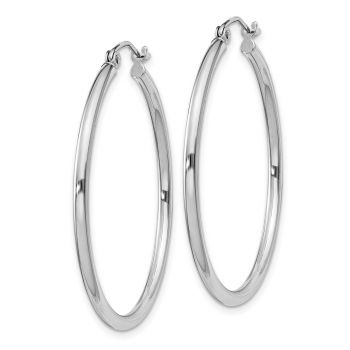 Polished Sterling Silver 2mm Hoop Earrings, 1 1/2
