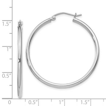 Polished Sterling Silver 2mm Hoop Earrings, 1 1/2