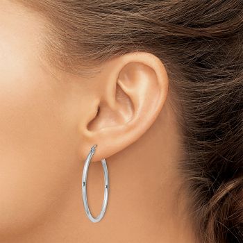 Polished Sterling Silver 2mm Hoop Earrings, 1 1/2